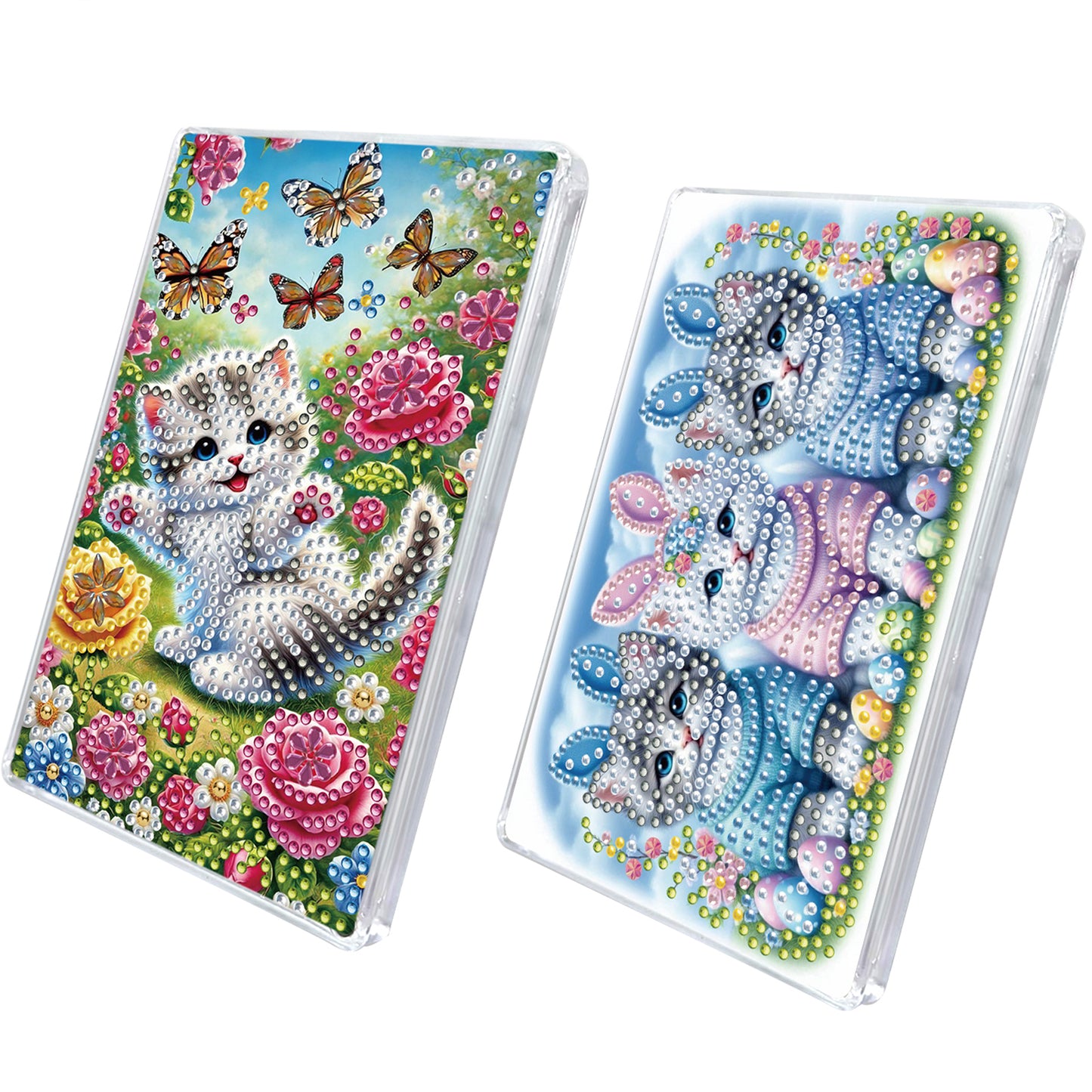 2pcs DIY 5D Diamond Painting Acrylic Jewelry Box Kit Gift for Adults (Cat)
