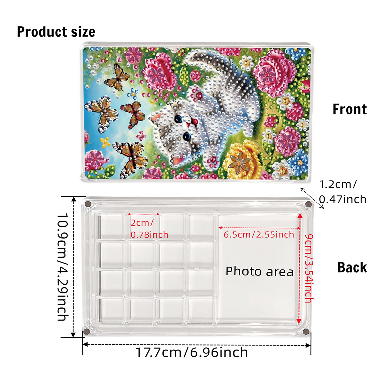 2pcs DIY 5D Diamond Painting Acrylic Jewelry Box Kit Gift for Adults (Cat)