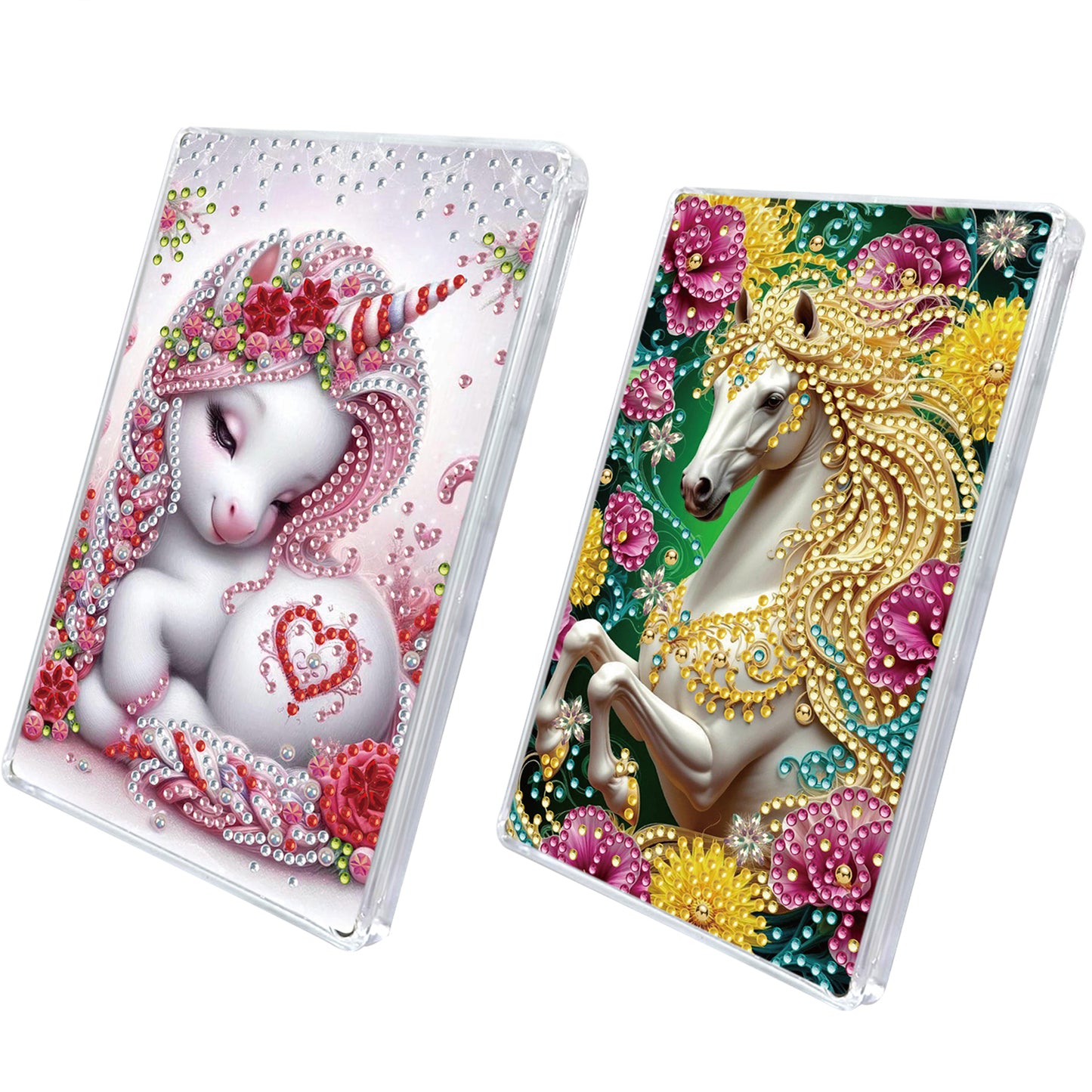 2pcs DIY 5D Diamond Painting Acrylic Jewelry Box Kit Gift for Adults (Horse A)