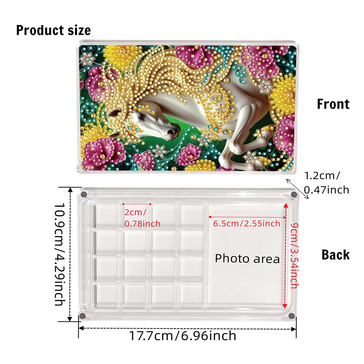 2pcs DIY 5D Diamond Painting Acrylic Jewelry Box Kit Gift for Adults (Horse A)