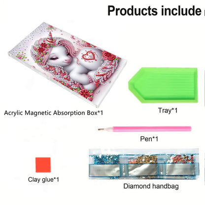 2pcs DIY 5D Diamond Painting Acrylic Jewelry Box Kit Gift for Adults (Horse A)