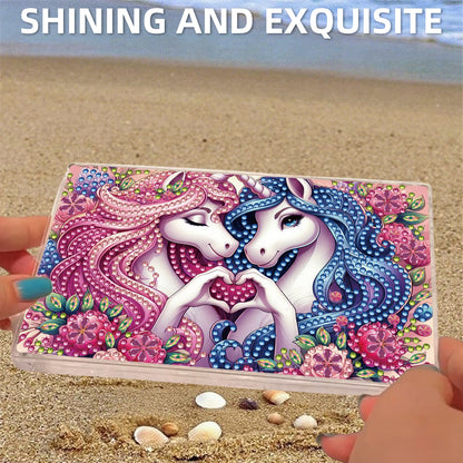 2pcs DIY 5D Diamond Painting Acrylic Jewelry Box Kit Gift for Adults (Horse B)