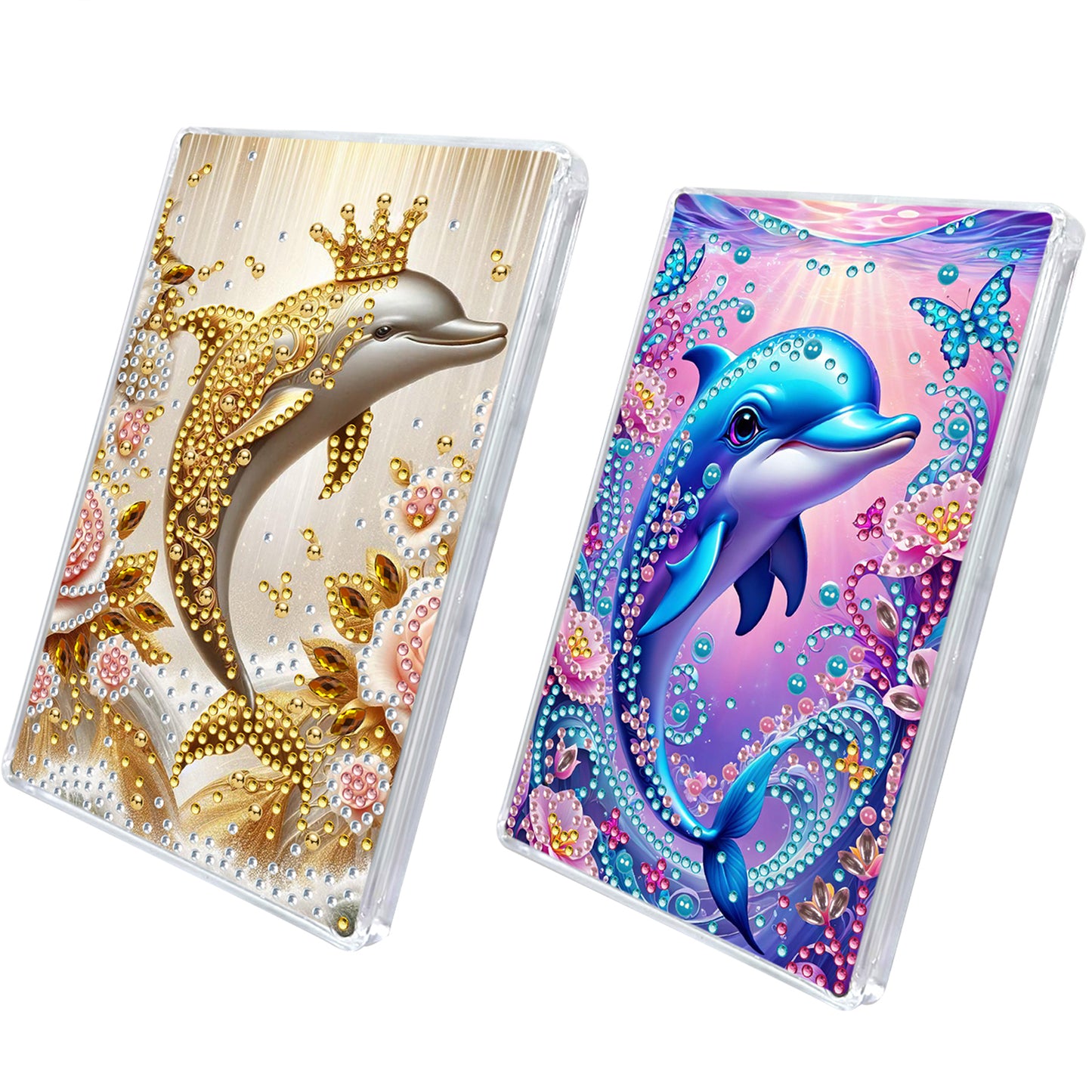 2pcs DIY 5D Diamond Painting Acrylic Jewelry Box Kit Gift for Adults (Whale)