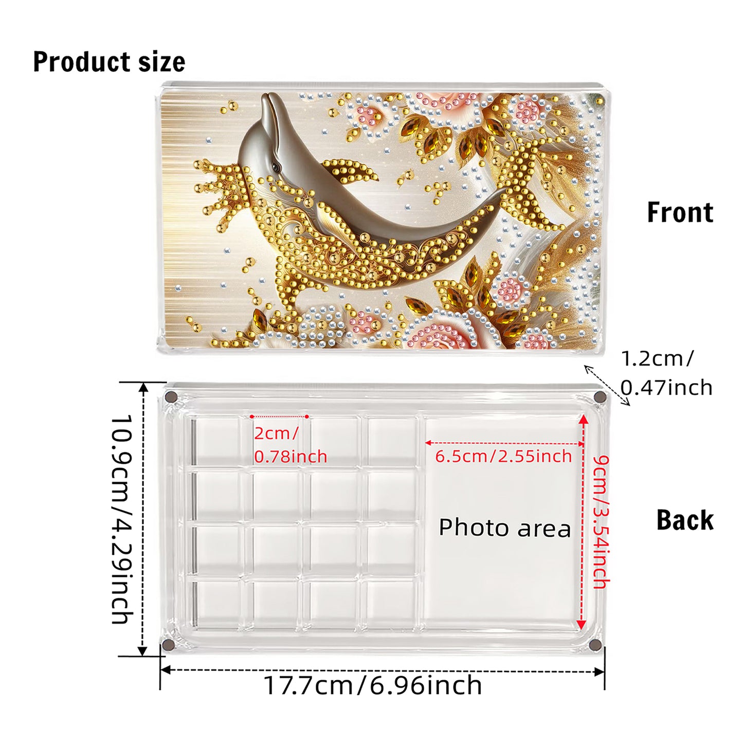 2pcs DIY 5D Diamond Painting Acrylic Jewelry Box Kit Gift for Adults (Whale)