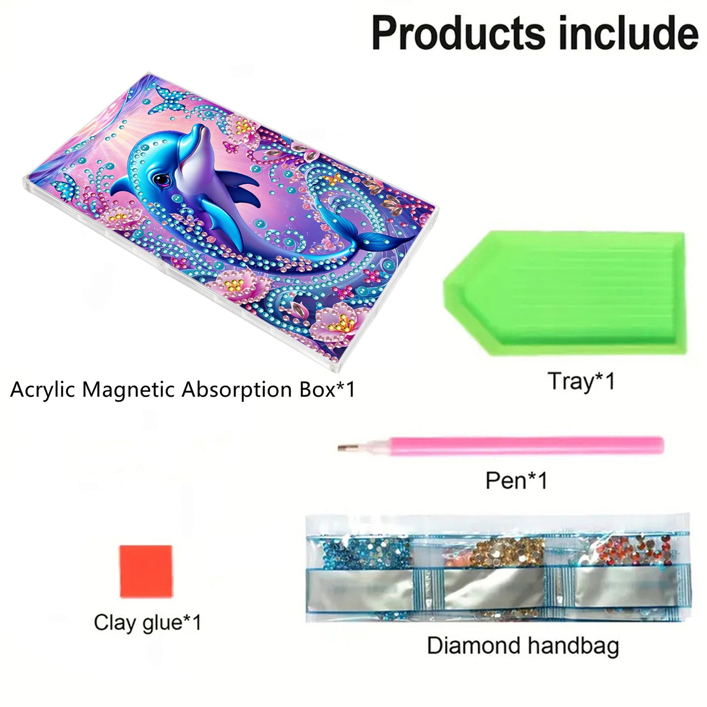 2pcs DIY 5D Diamond Painting Acrylic Jewelry Box Kit Gift for Adults (Whale)