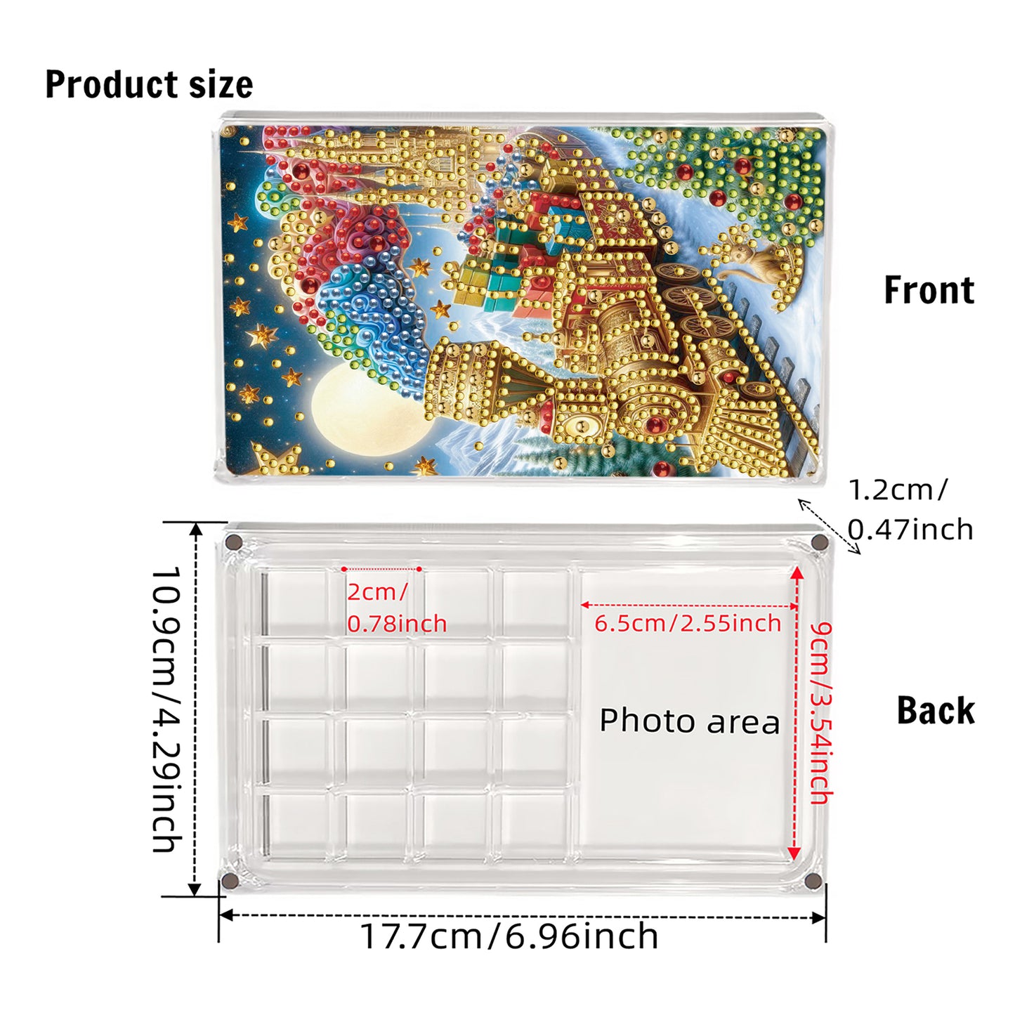 2pcs DIY 5D Diamond Painting Acrylic Jewelry Box Kit Gift for Adults (Train)