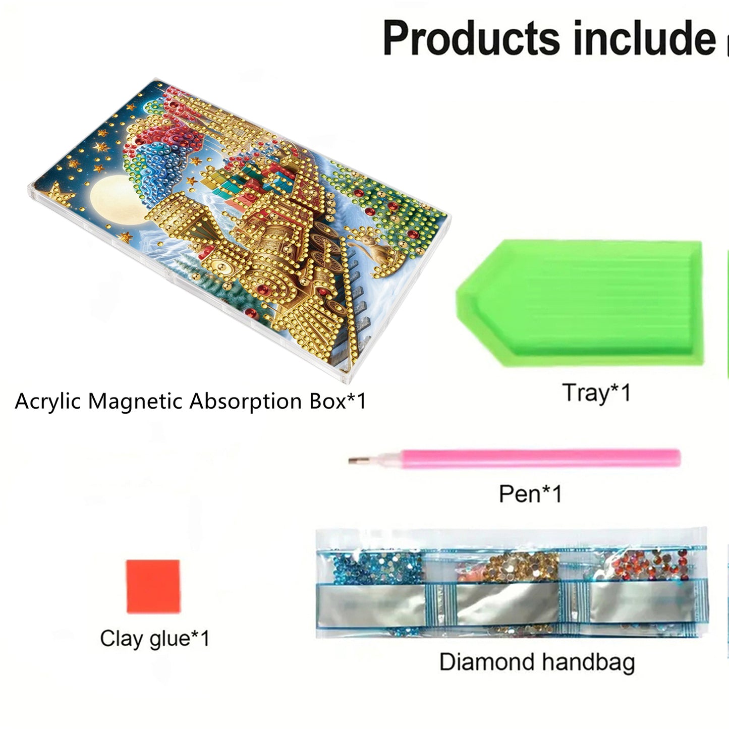 2pcs DIY 5D Diamond Painting Acrylic Jewelry Box Kit Gift for Adults (Train)