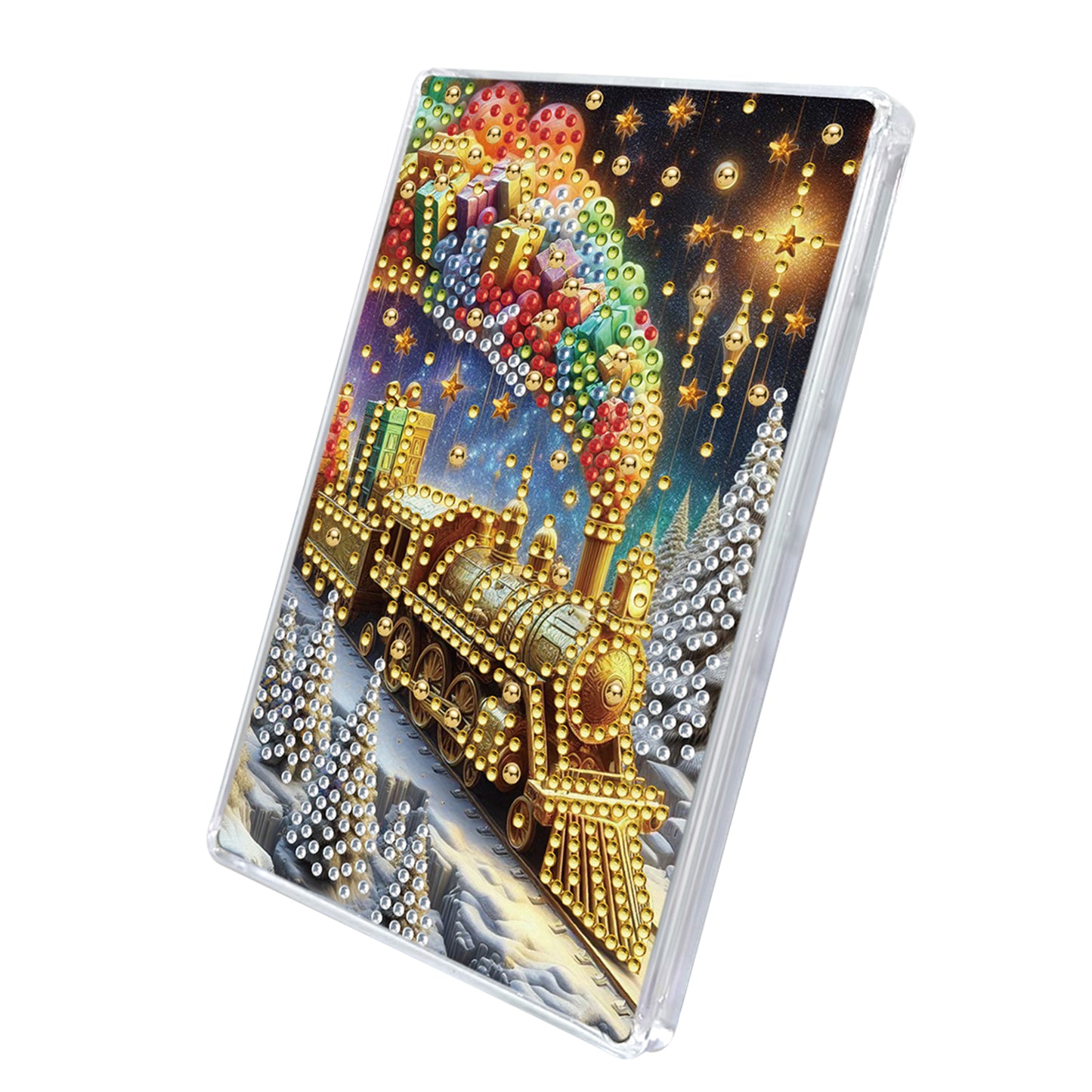 2pcs DIY 5D Diamond Painting Acrylic Jewelry Box Kit Gift for Adults (Train)