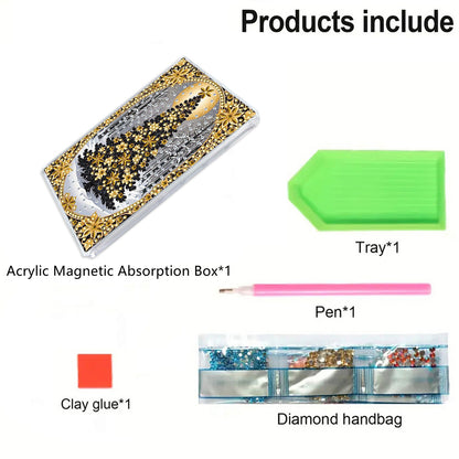 2pcs DIY 5D Diamond Painting Acrylic Jewelry Box Kit Gift for Adults (Tree Sock)