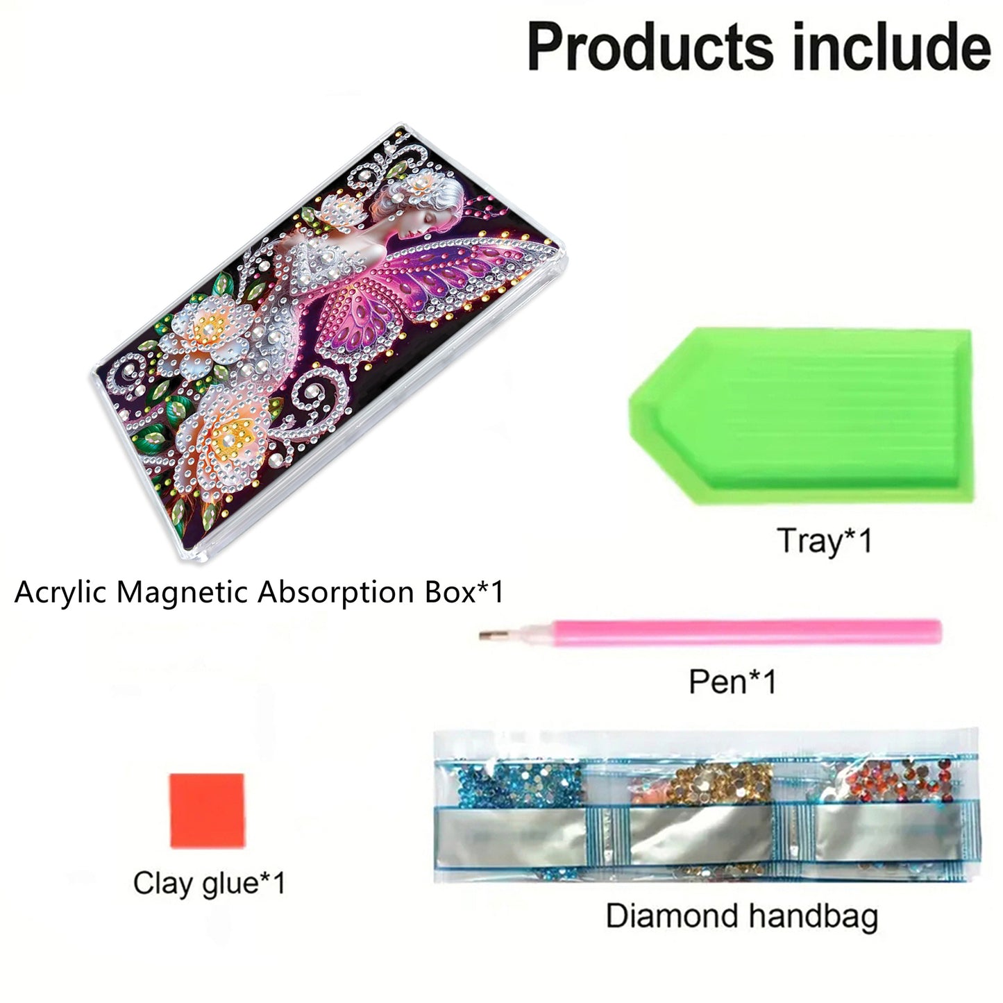 2pcs DIY 5D Diamond Painting Acrylic Jewelry Box Kit Gift for Adults (Girls)