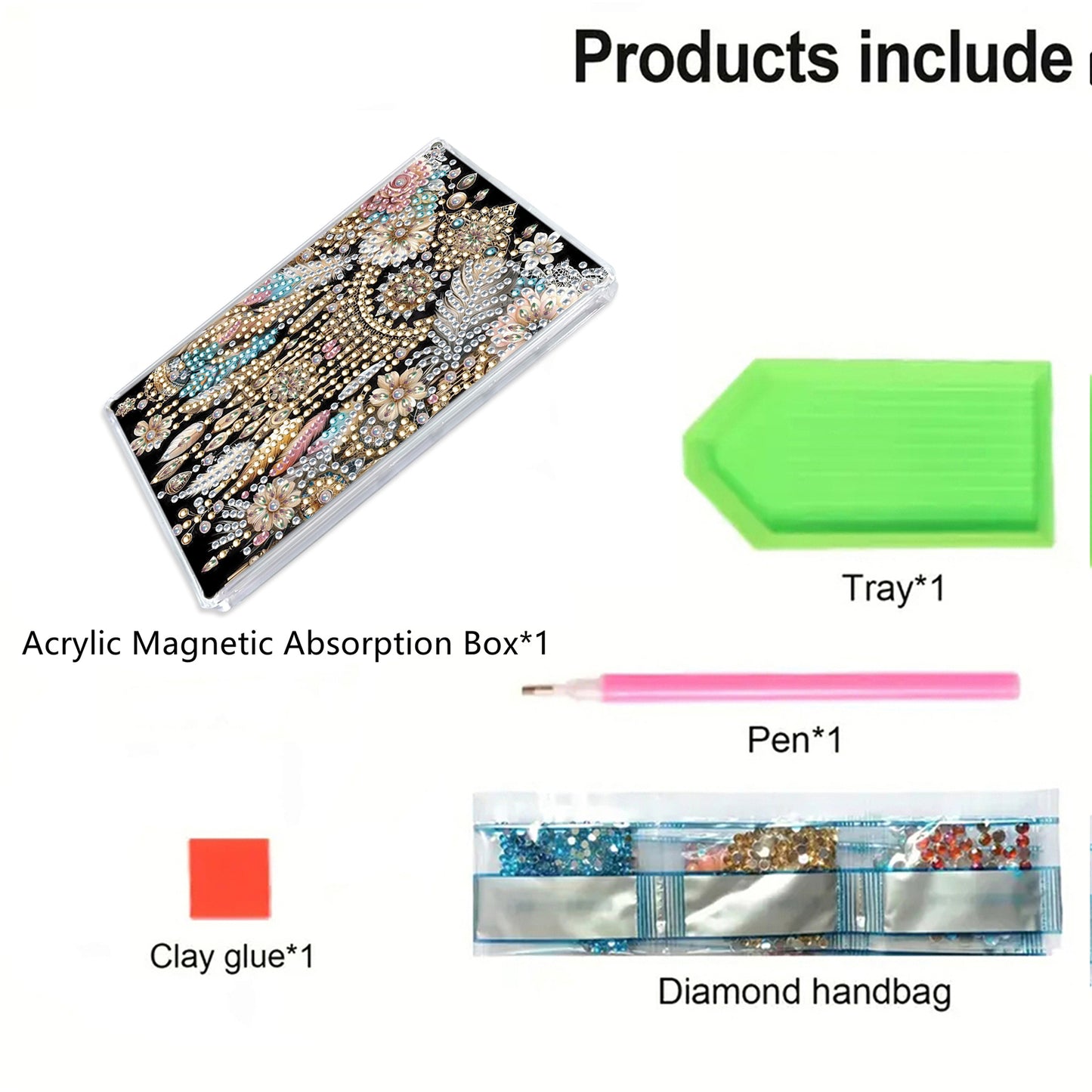 2pcs DIY 5D Diamond Painting Acrylic Jewelry Box Kit Gift for Adult (Dreamcatch)