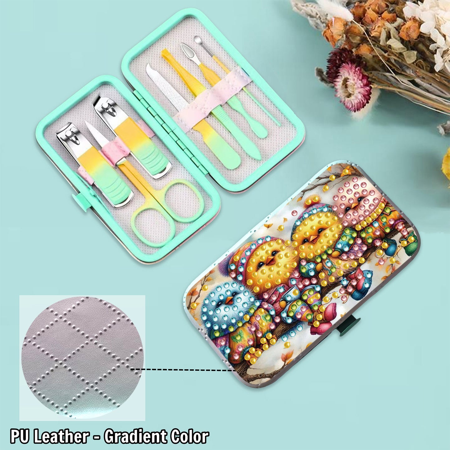 Bird Theme Diamond Painting Nail Art Bag Set Includes 7 Professional Tools