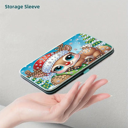 Christmas Elk Diamond Painting Nail Art Bag Set Includes 7 Professional Tools