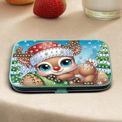 Christmas Elk Diamond Painting Nail Art Bag Set Includes 7 Professional Tools