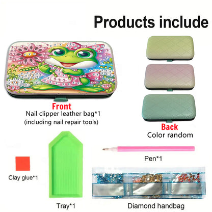 Frog Theme Diamond Painting Nail Art Bag Set Includes 7 Professional Tools