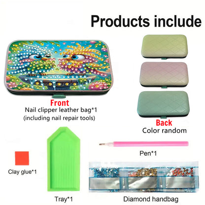 Two Birds Diamond Painting Nail Art Bag Set Includes 7 Professional Tools