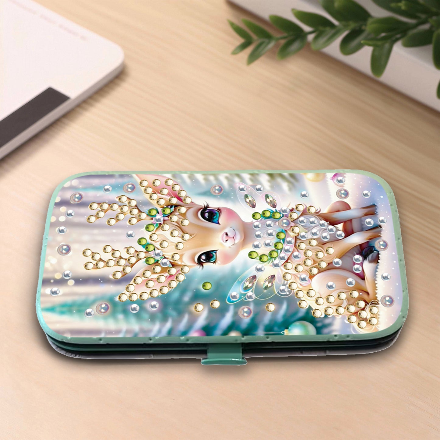 Elk Theme Diamond Painting Nail Art Bag Set Includes 7 Professional Tools