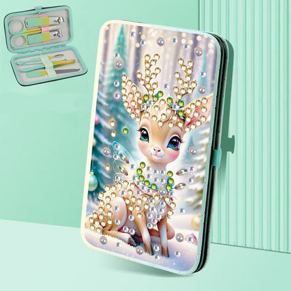 Elk Theme Diamond Painting Nail Art Bag Set Includes 7 Professional Tools