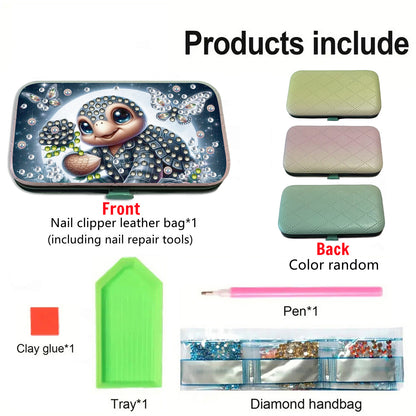 Turtle Theme Diamond Painting Nail Art Bag Set Includes 7 Professional Tools