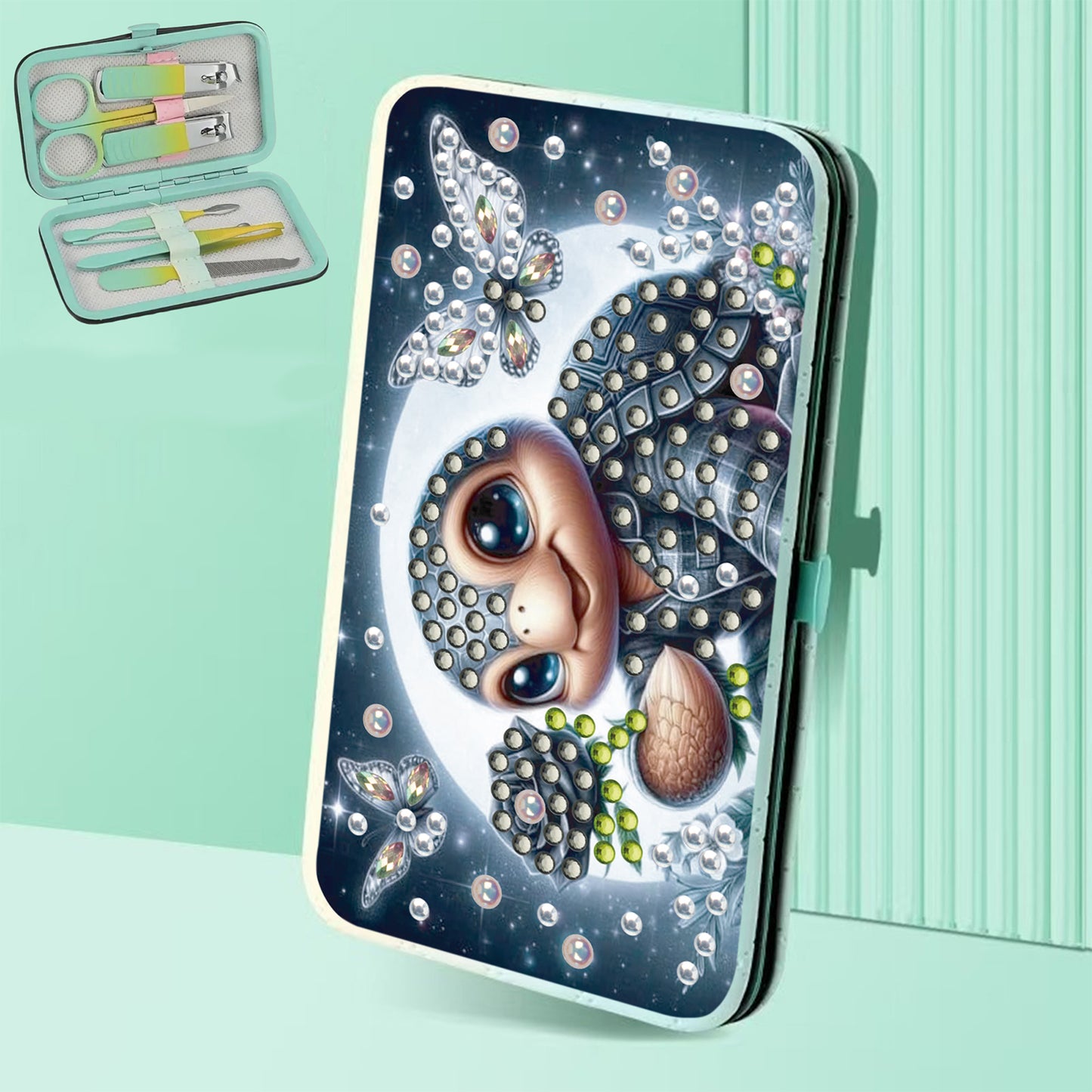 Turtle Theme Diamond Painting Nail Art Bag Set Includes 7 Professional Tools