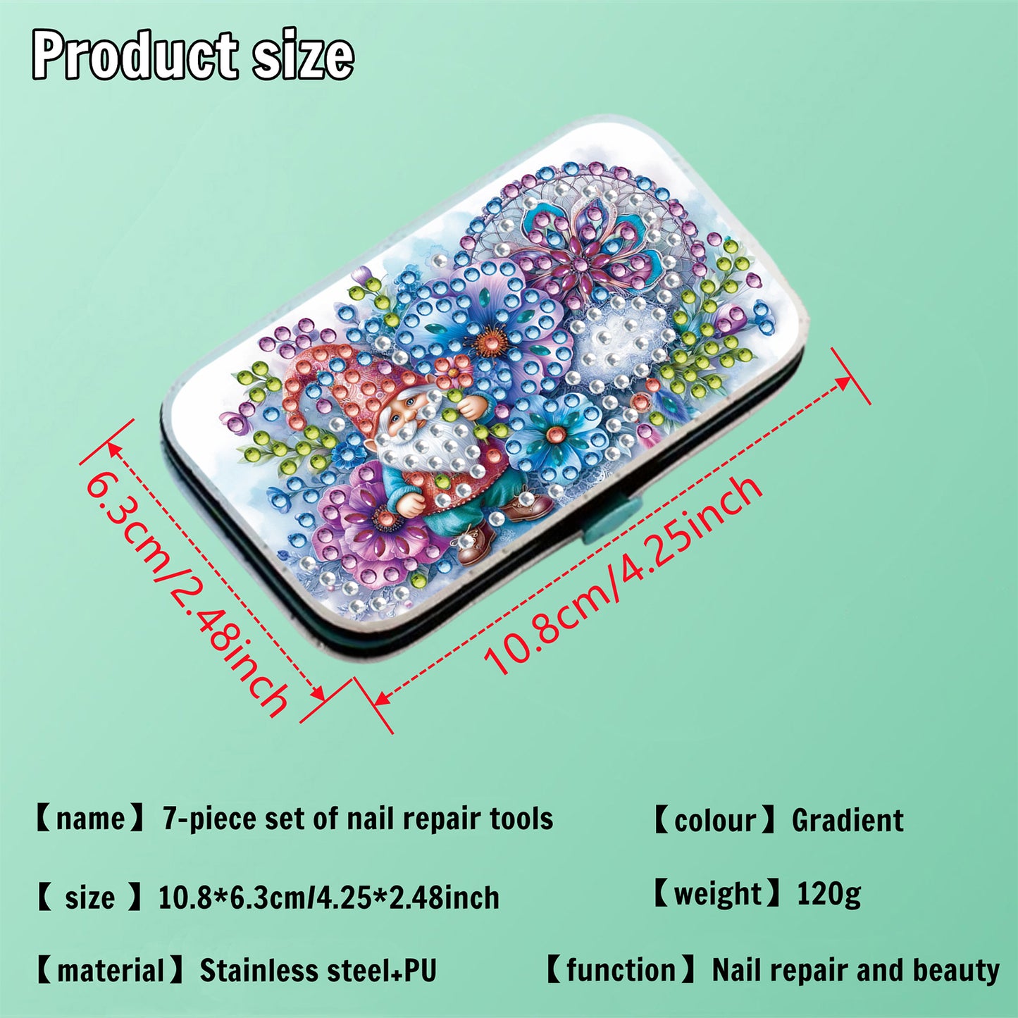 Gnome Theme Diamond Painting Nail Art Bag Set Includes 7 Professional Tools