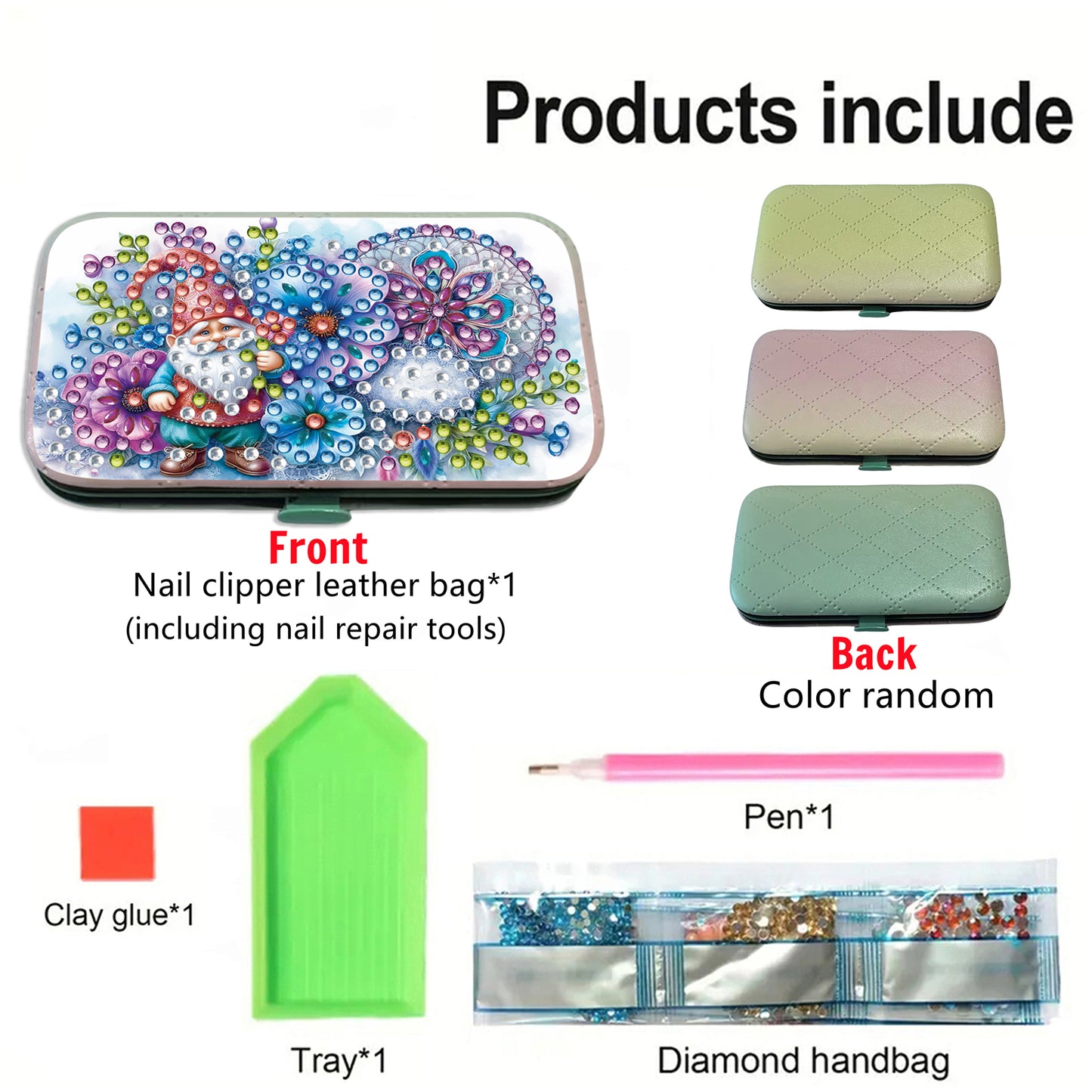 Gnome Theme Diamond Painting Nail Art Bag Set Includes 7 Professional Tools