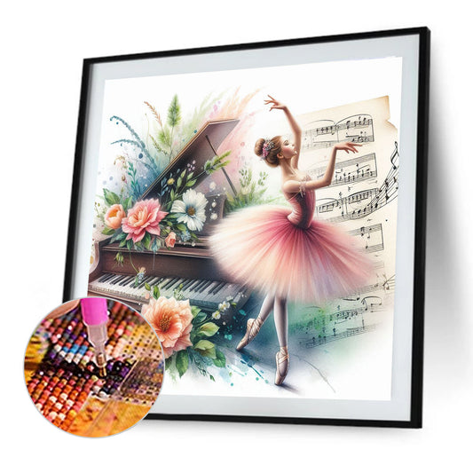 Piano Girl And Ballerina - Full Round Drill Diamond Painting 40*40CM