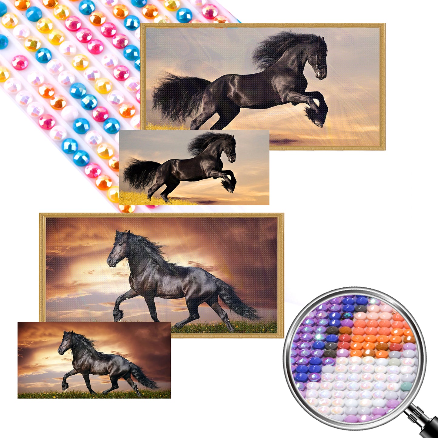 Running Horses - Partial AB Full Round Drill Diamond Painting 80*40CM