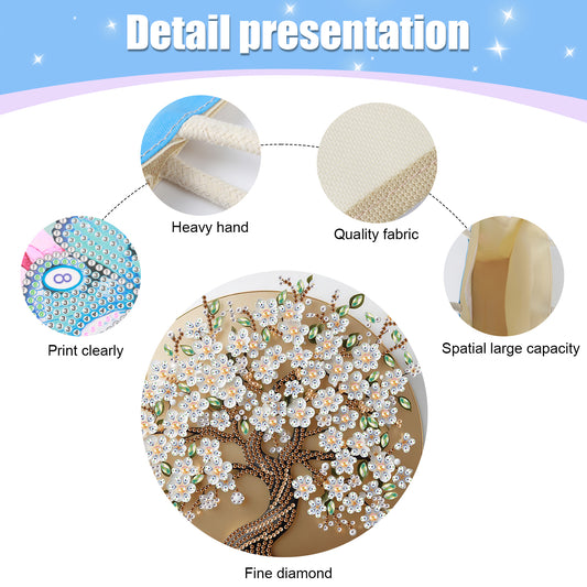 Diamond Painting Shopping Bag Diamond Tote Handbag Partial Drill (Flower Tree)
