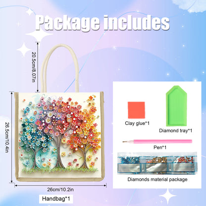 Diamond Painting Shopping Bag Diamond Tote Handbag Partial Drill (Flower Forest)