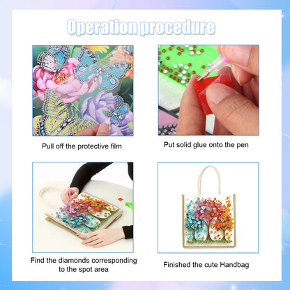 Diamond Painting Shopping Bag Diamond Tote Handbag Partial Drill (Flower Forest)