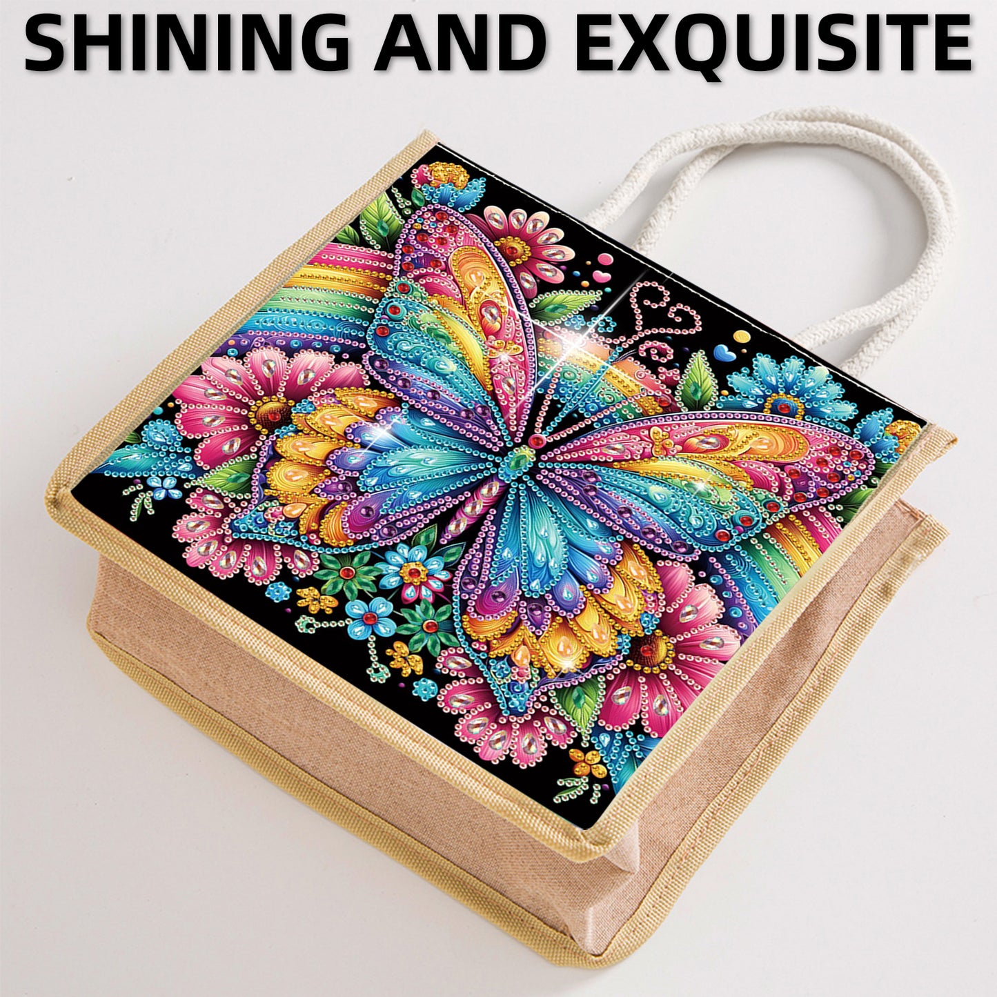 Diamond Painting Shopping Bag Diamond Tote Handbag Partial Drill (Butterfly)