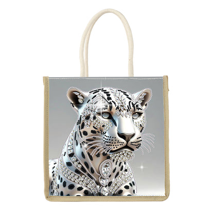 Diamond Painting Shopping Bag Diamond Tote Handbag Partial Drill (Leopard)