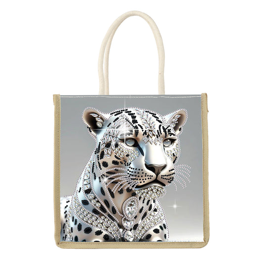 Diamond Painting Shopping Bag Diamond Tote Handbag Partial Drill (Leopard)