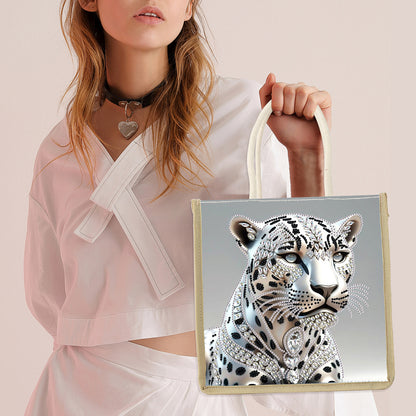 Diamond Painting Shopping Bag Diamond Tote Handbag Partial Drill (Leopard)