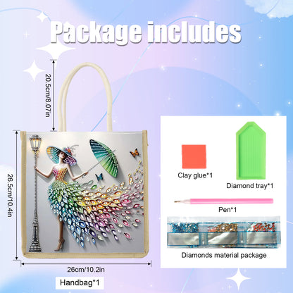 Diamond Painting Shopping Bag Diamond Tote Handbag Partial Drill (Woman)