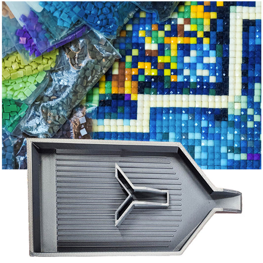 2pcs Diamond Painting Tray Y-Shaped Bead Storage Sorting Plate Tool (Silver)