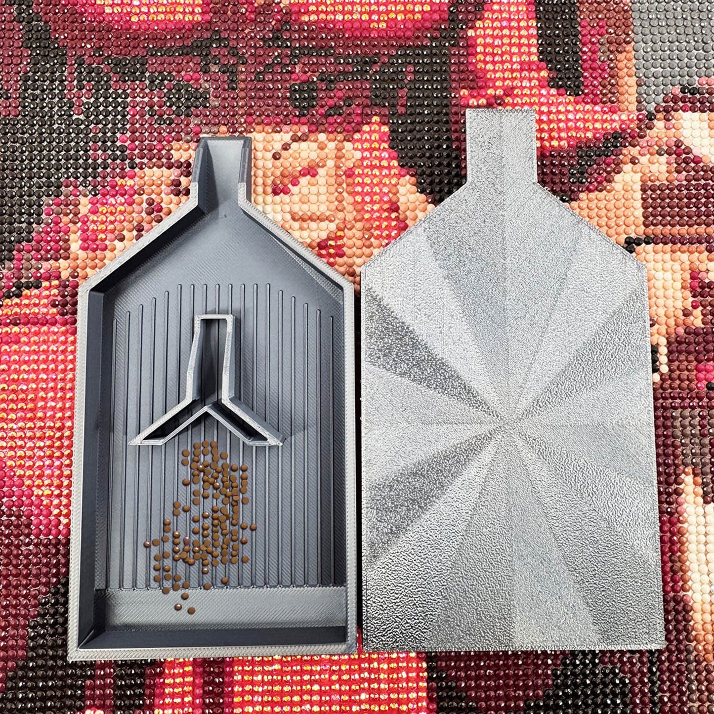 2pcs Diamond Painting Tray Y-Shaped Bead Storage Sorting Plate Tool (Silver)