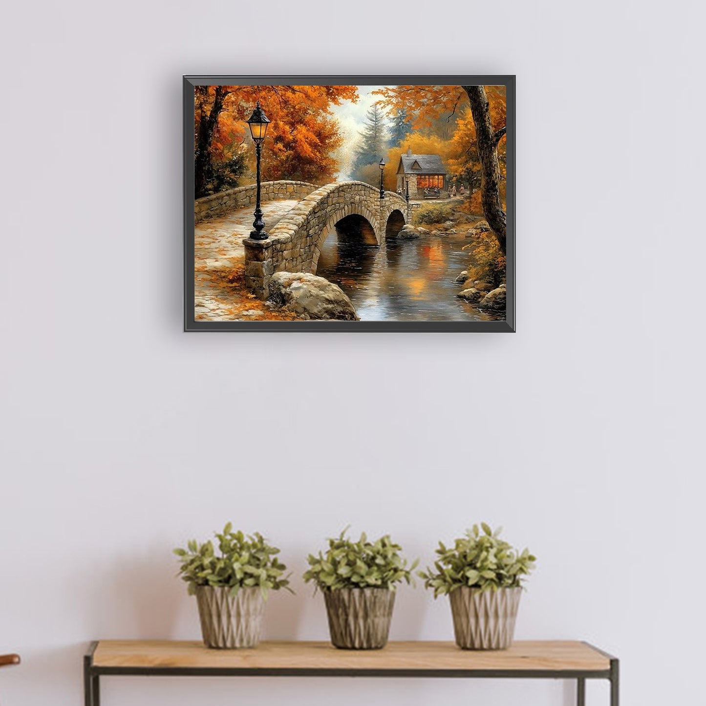 Autumn Arch Bridge - Full Round Drill Diamond Painting 40*30CM