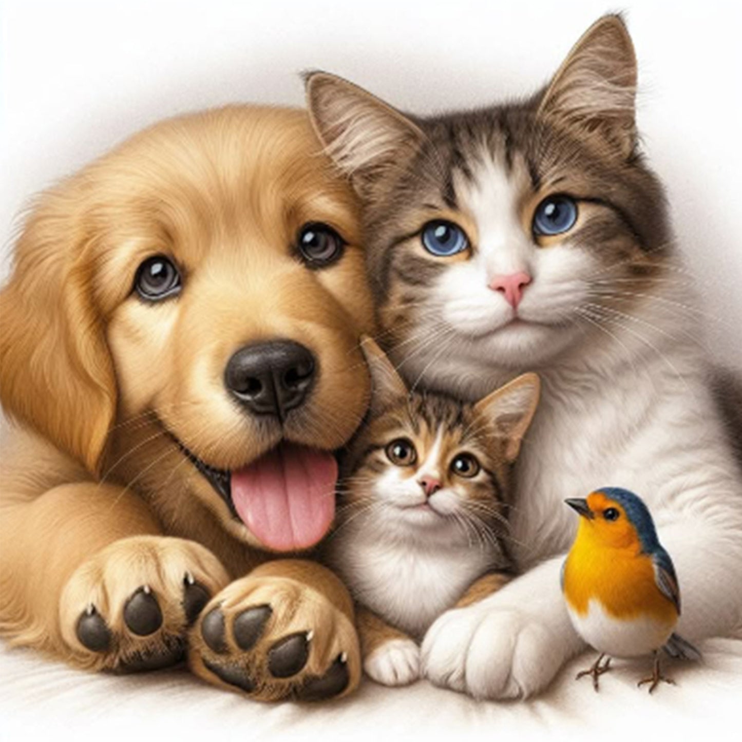 Dog And Cat - Full Round Drill Diamond Painting 40*40CM