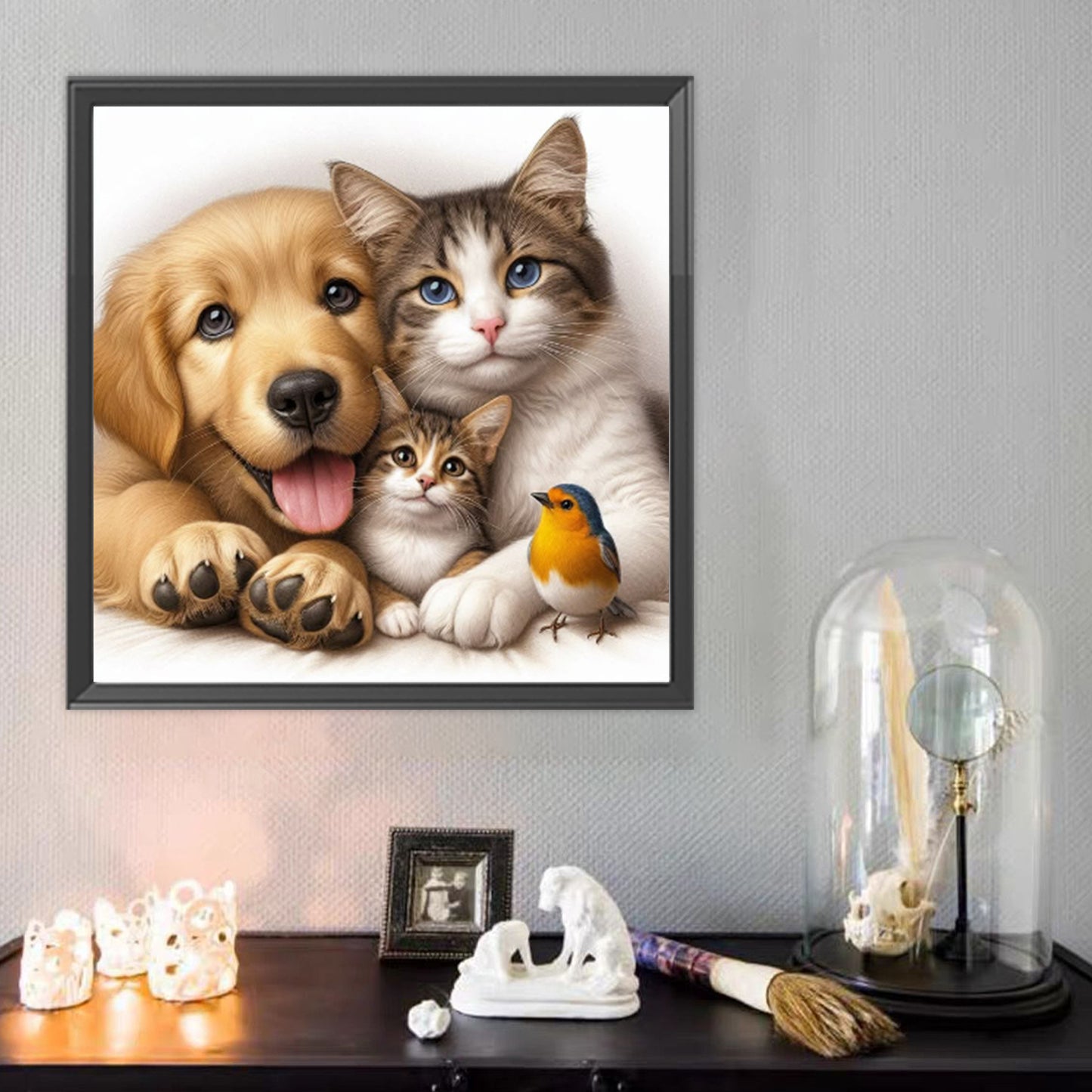 Dog And Cat - Full Round Drill Diamond Painting 40*40CM