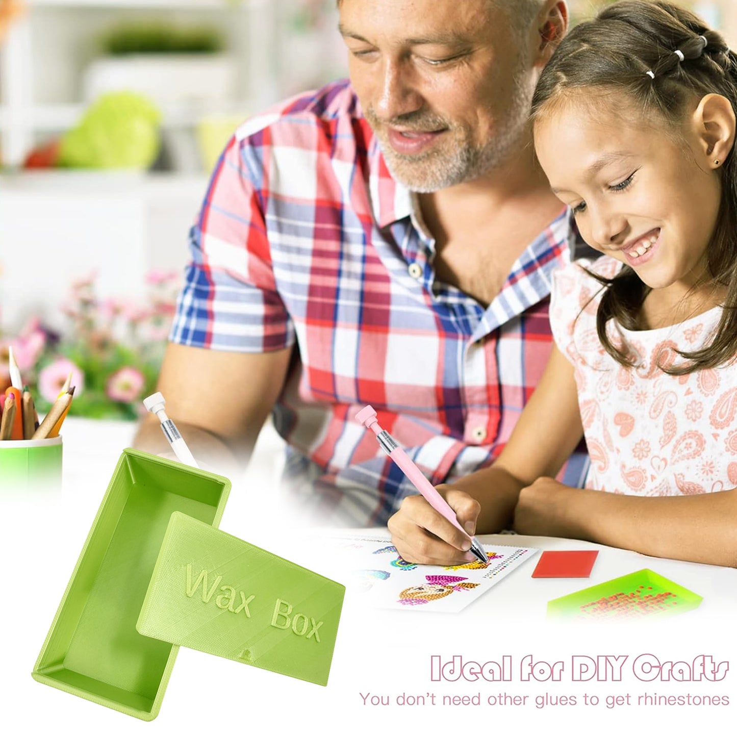 Diamond Painting Wax Box Storage Case Diamond Art Tool Organizer (Light Green)