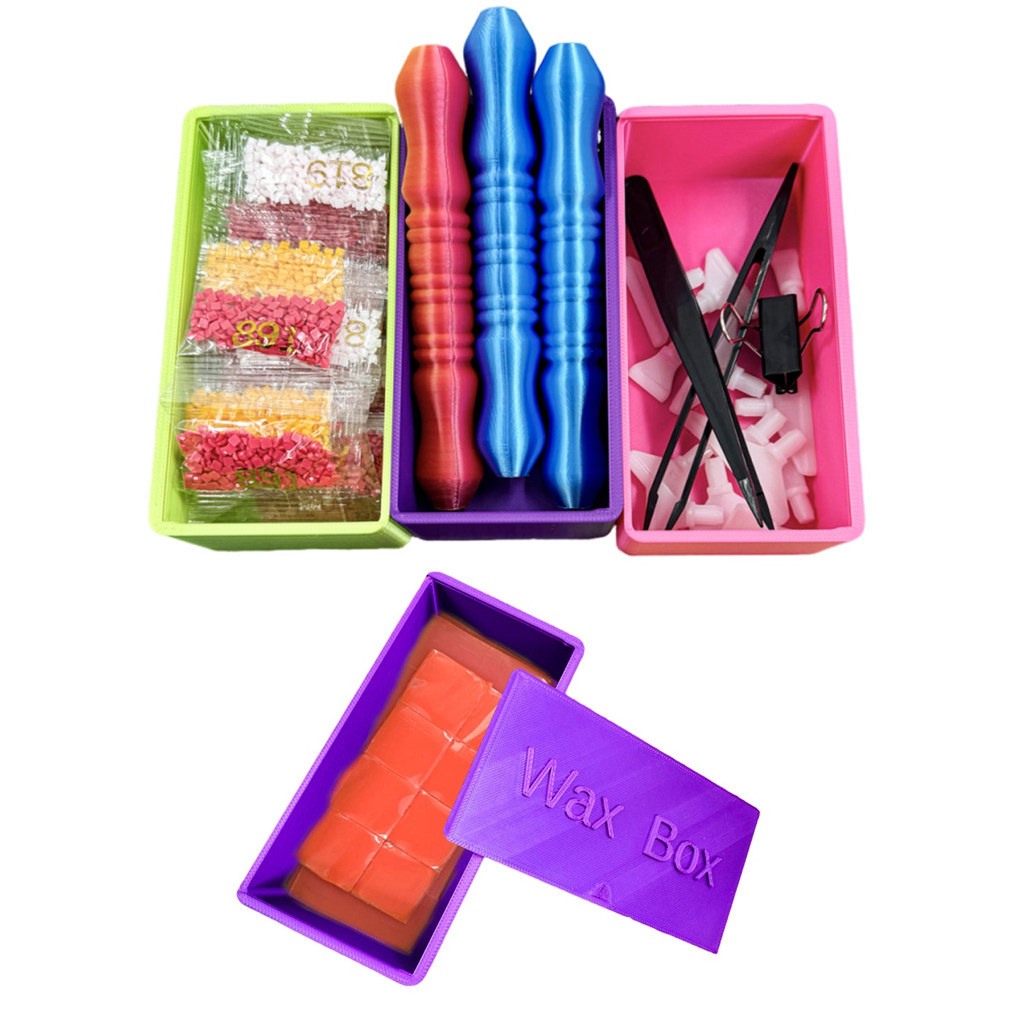 Diamond Painting Wax Box Storage Case Diamond Art Tool Organizer (Purple)