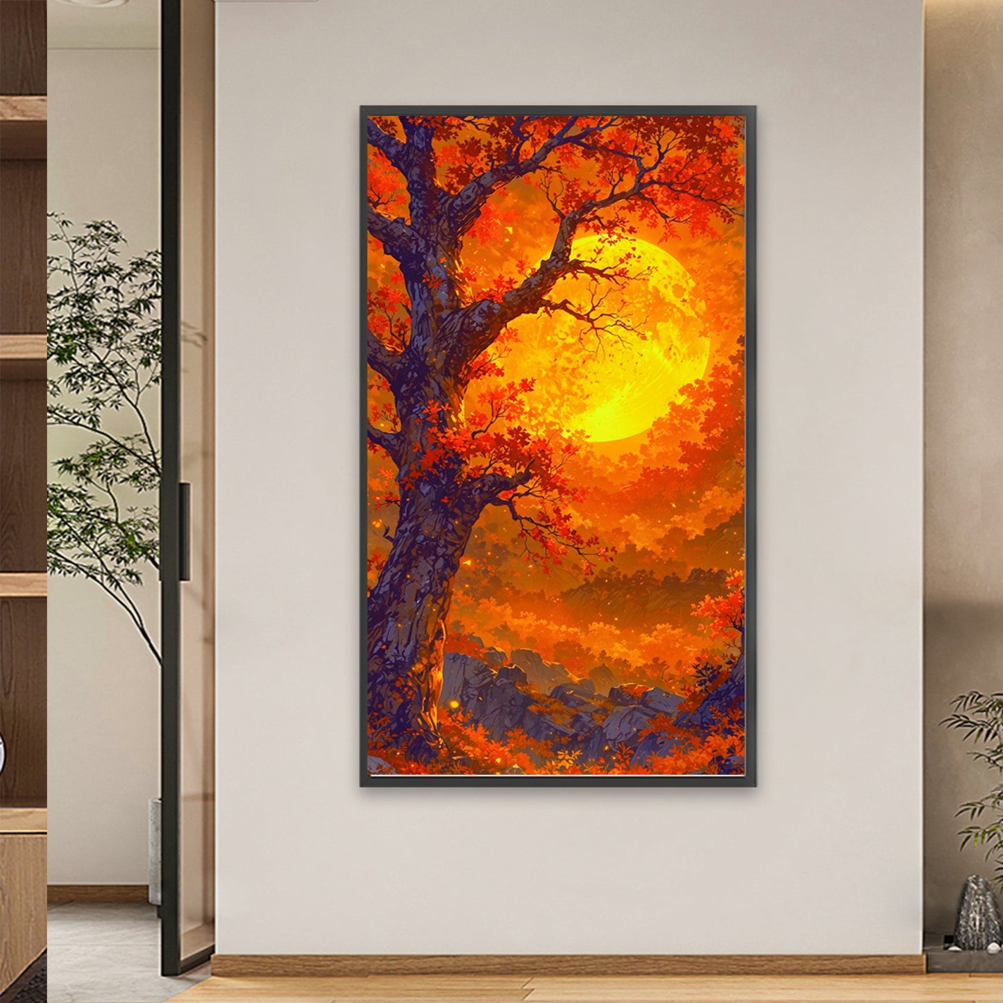Maple Leaves Under The Autumn Moon - Full Square Drill Diamond Painting 40*70CM