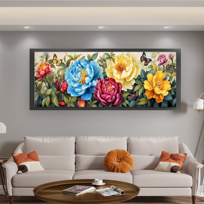 Peony Picture - 11CT Stamped Cross Stitch 160*70CM (Mona Lisa Brand)