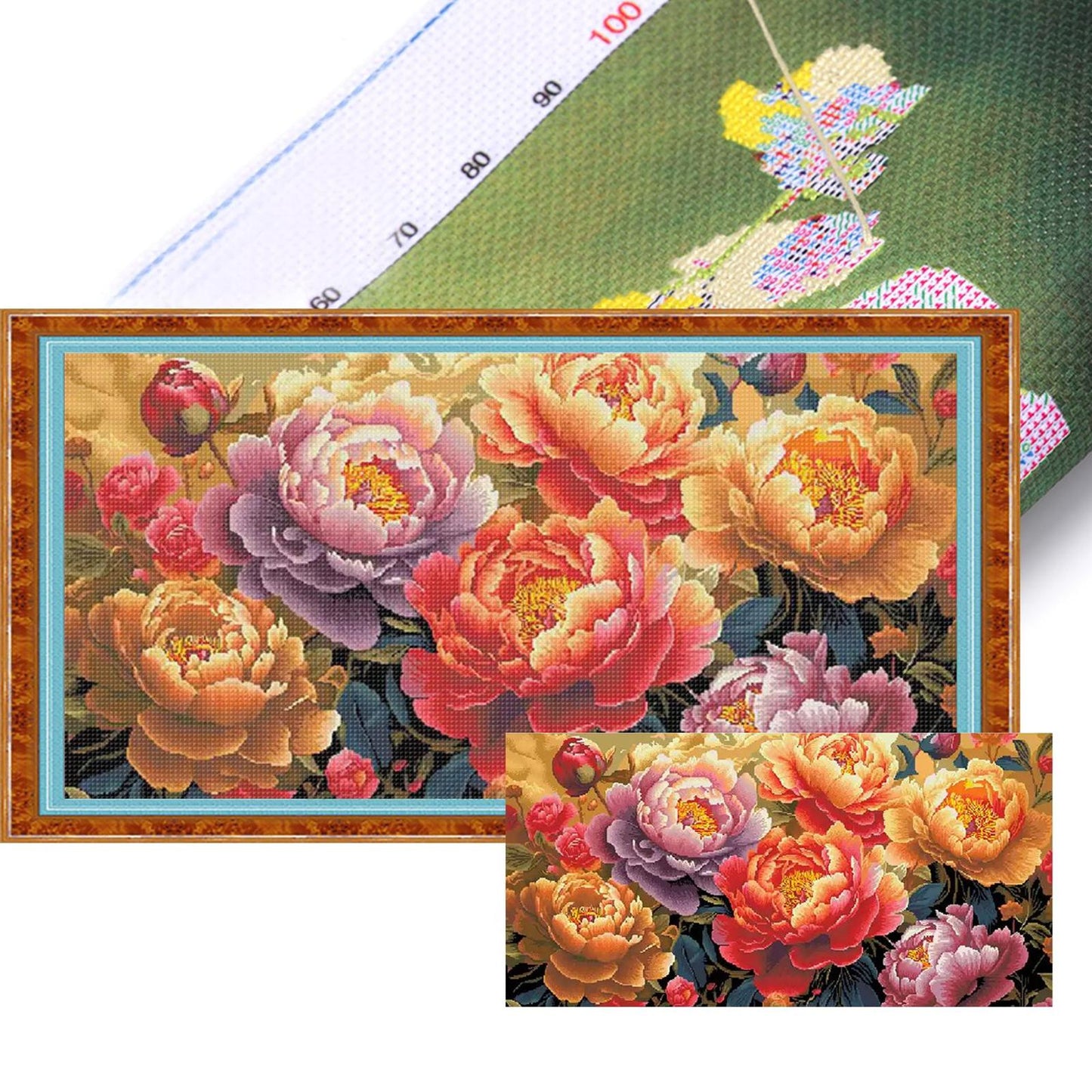 Flowering Prosperity: Large Format - 11CT Stamped Cross Stitch 200*93CM (Mona Lisa Brand)