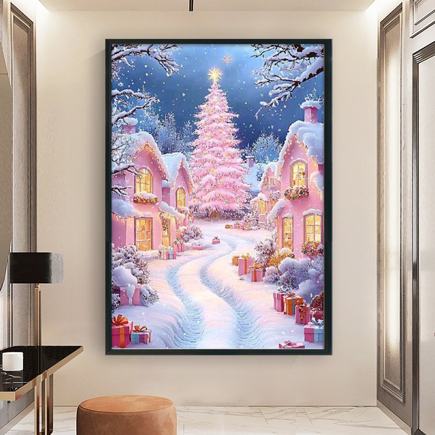 Beautiful Christmas Snow Scene - 11CT Stamped Cross Stitch 50*70CM (Mona Lisa Brand)