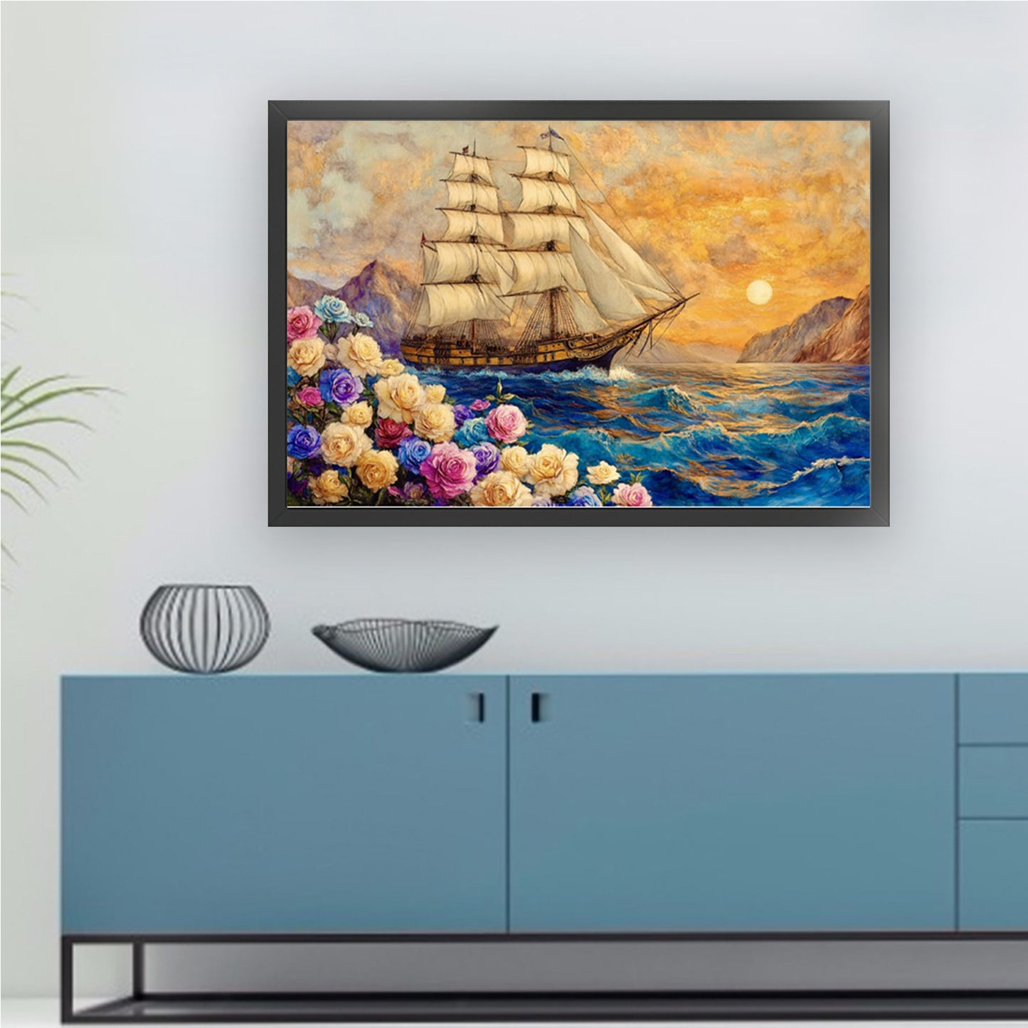 Golden Sea Of Flowers: Smooth Sailing - 11CT Stamped Cross Stitch 75*50CM (Mona Lisa Brand)