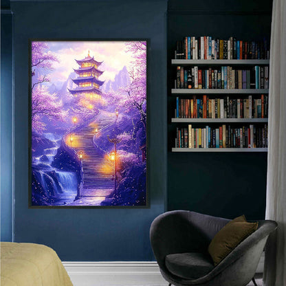 Purple Charm Peach Blossom Paradise - 11CT Stamped Cross Stitch 50*70CM (Mona Lisa Brand)