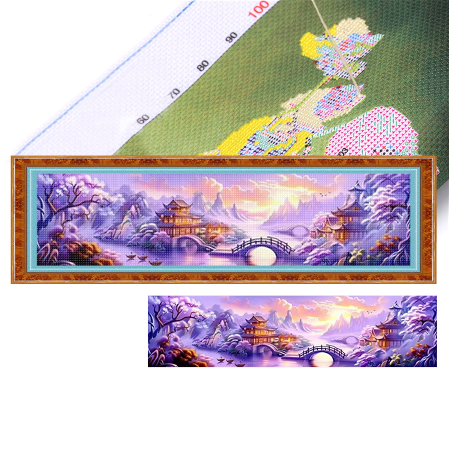 Purple Gold Fantasy - 11CT Stamped Cross Stitch 206*49CM (Mona Lisa Brand)